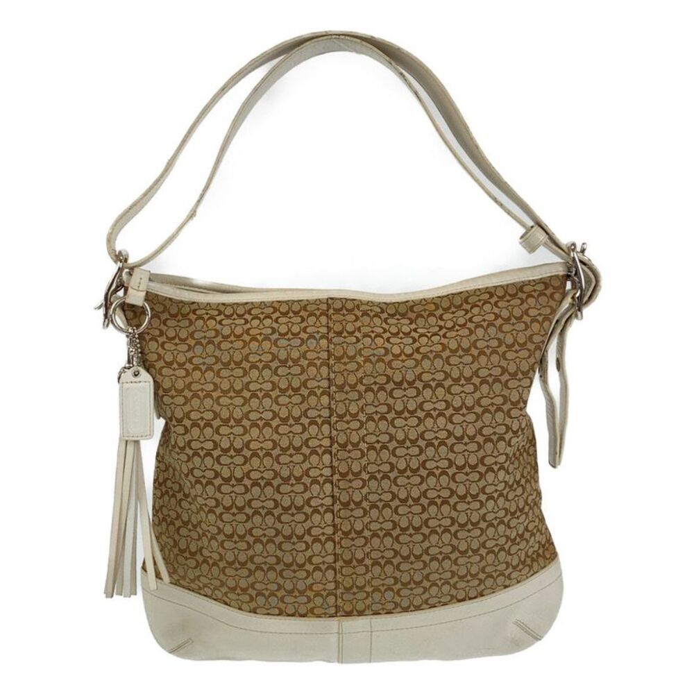 COACH Signature Leather Canvas Shoulder Bag